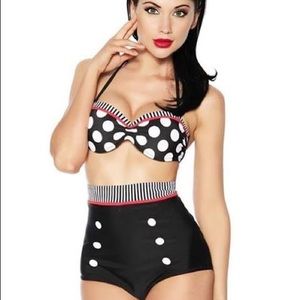 Minnie Mouse Style High Waisted Bikini